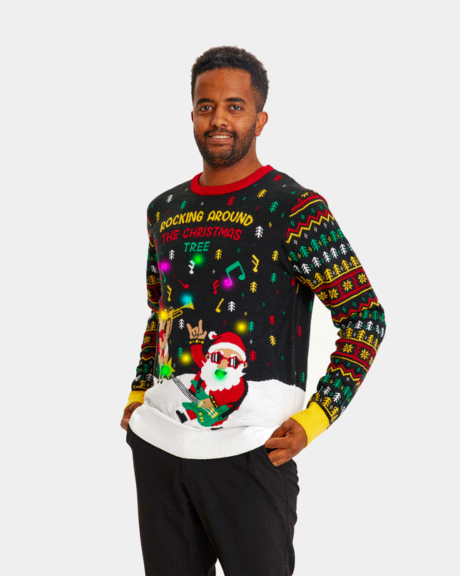 Men's LED Santa Rocker Christmas Sweater