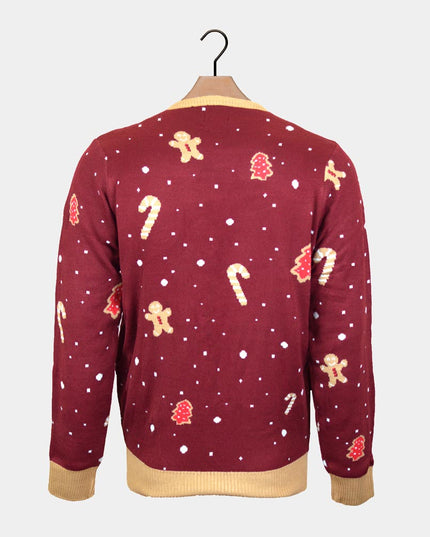 LED Red Ginger Cookie Christmas Sweater for Women