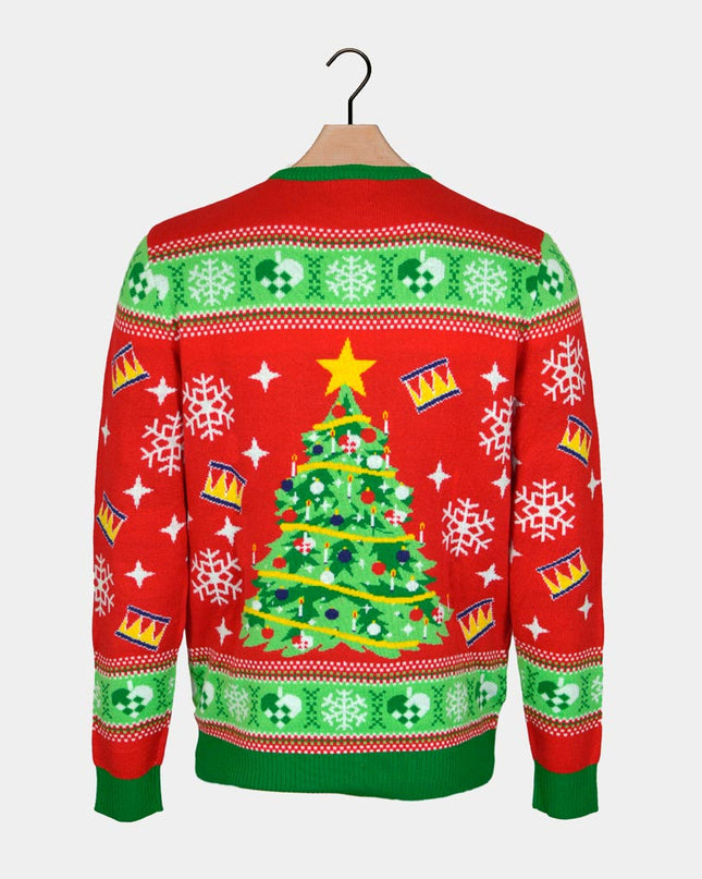 Women's Red LED Christmas Sweater with Tree