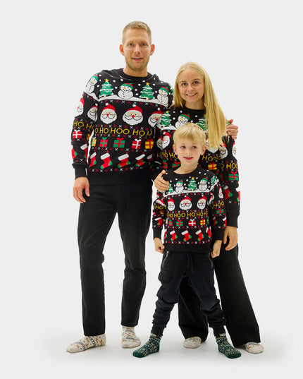Organic Cotton Christmas Sweater for Family with Santa and Snowmen