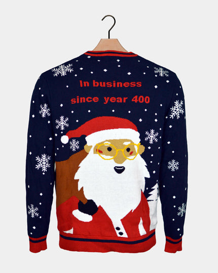 Couples Christmas Sweater with Santa on Retirement Path