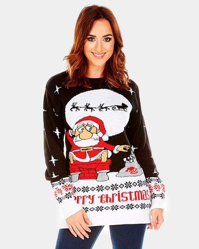 Christmas Sweater for Women with Santa Unloading
