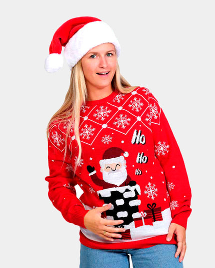 Christmas Sweater for Men Santa Claus Coming Down the Chimney