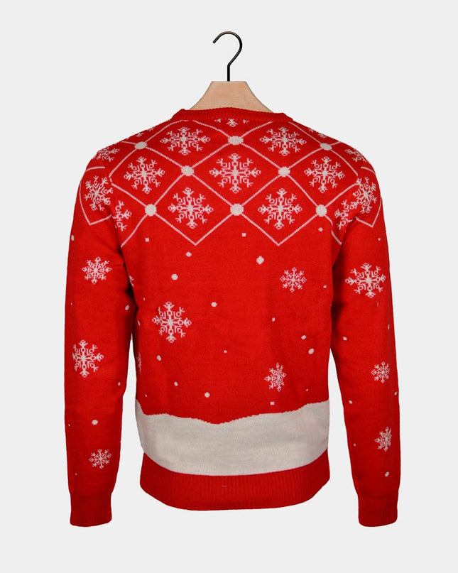 Christmas Sweater for Couples Featuring Santa Coming Down the Chimney