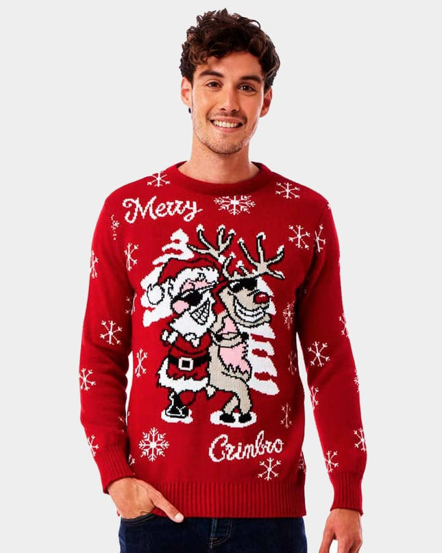 Santa and Reindeer with Sunglasses Christmas Sweater