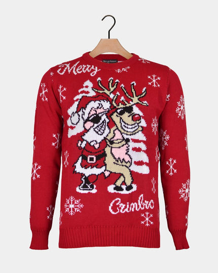 Santa and Reindeer with Sunglasses Christmas Sweater