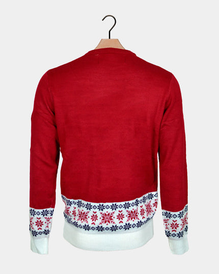 Men's Smiling Santa and Reindeer Christmas Sweater