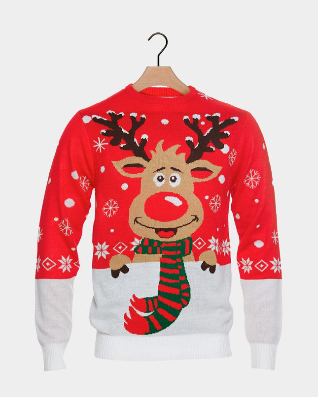 Christmas Sweater for Women with Reindeer and Scarf Design