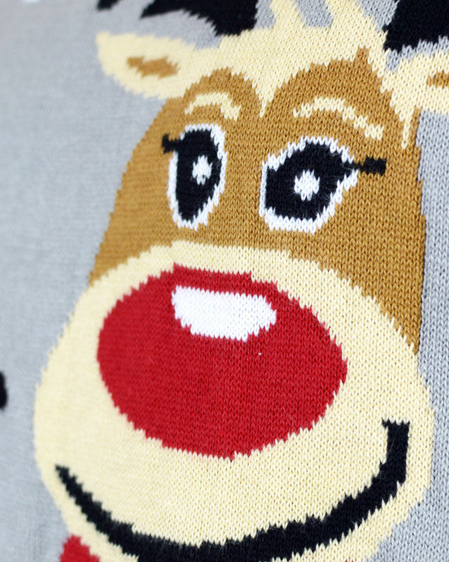 Gray Couple Christmas Sweater with Cute Reindeer