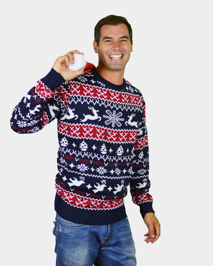 Christmas Sweater for Men with Reindeer and Patterns