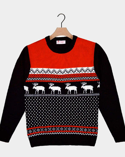 Red and Black Reindeer Christmas Sweater 2023