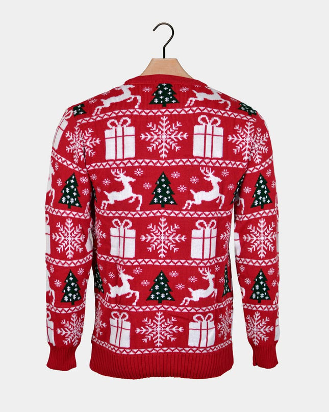 Christmas Sweater with Reindeer, Trees, and Gifts