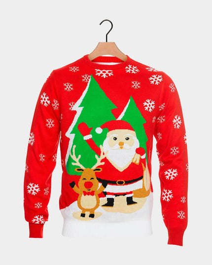 Saluting Santa and Reindeer Couple Christmas Sweater