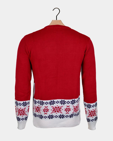 Christmas Sweater for Men Red with Skating Reindeer