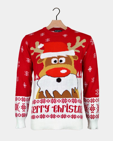 Red Christmas Sweater with Rudolph the Reindeer