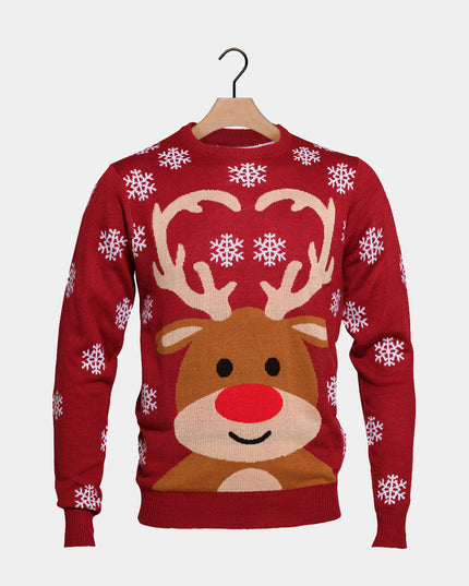 Women's Christmas Sweater with Red Rudolph the Reindeer