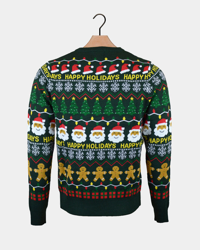 "Happy Holidays" Green Christmas Sweater for Couples