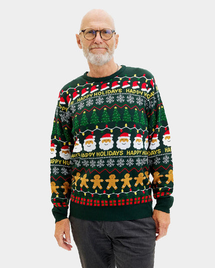 Men's Green "Happy Holidays" Christmas Sweater