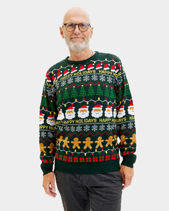 Men's Green "Happy Holidays" Christmas Sweater