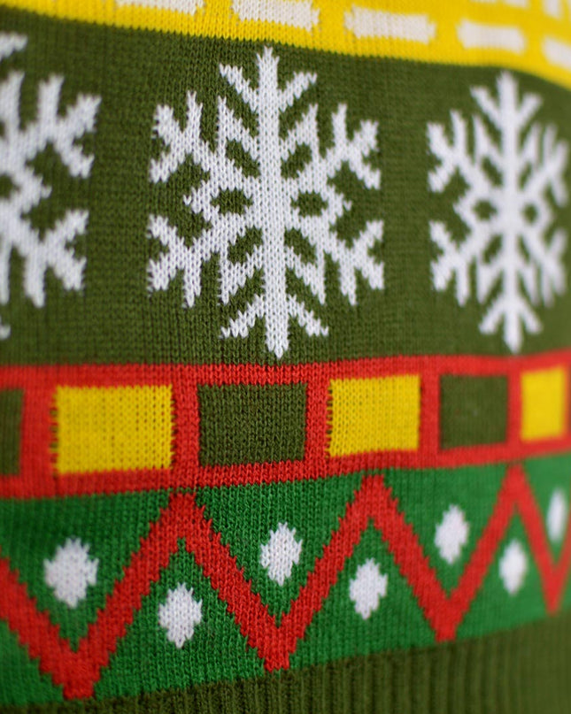 Green Christmas Sweater with Santa and Gifts