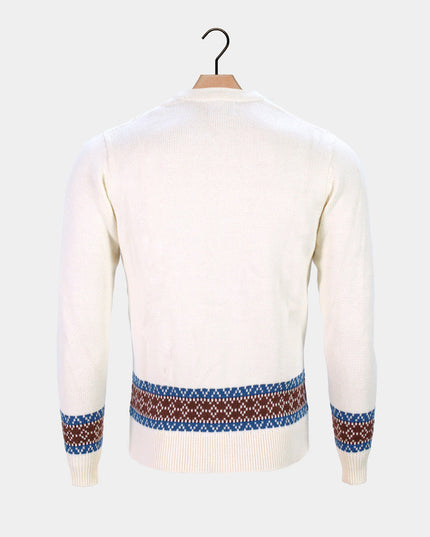 Men's Organic Cotton Alpine Cardigan Sweater with Reindeer