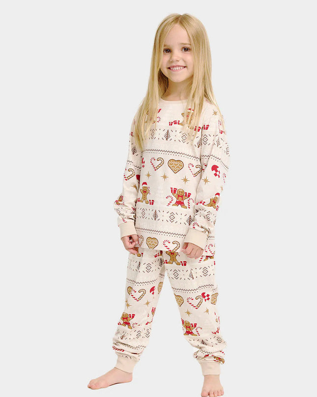 Kids Beige Christmas Pajamas with Cookies