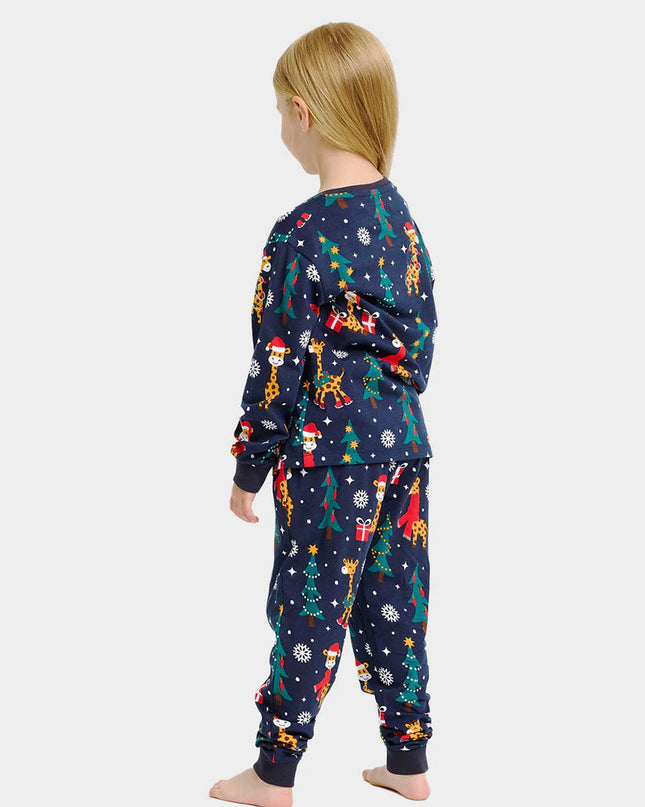 Kids Christmas Pajamas with Giraffes