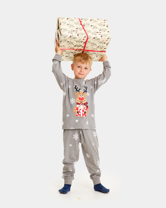 Christmas Pajamas for Kids in Gray with Rudolph