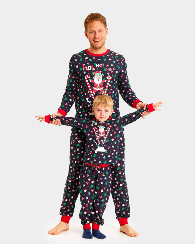 Kids Christmas Pajamas Featuring Skiing Santa