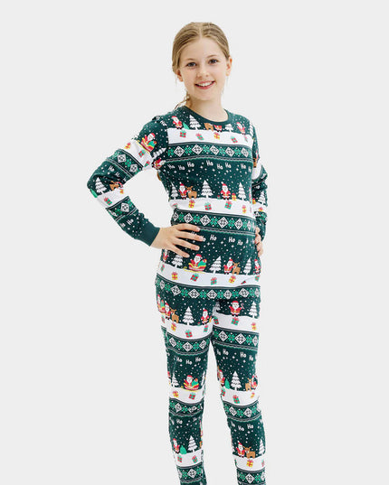 Kids Green Christmas Pajamas Merry Christmas