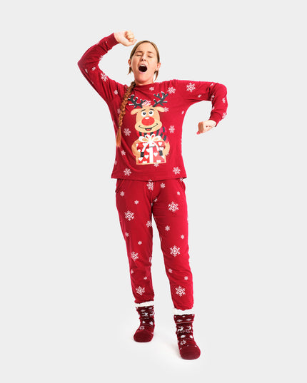 Family Christmas Pajamas in Red with Rudolph the Reindeer