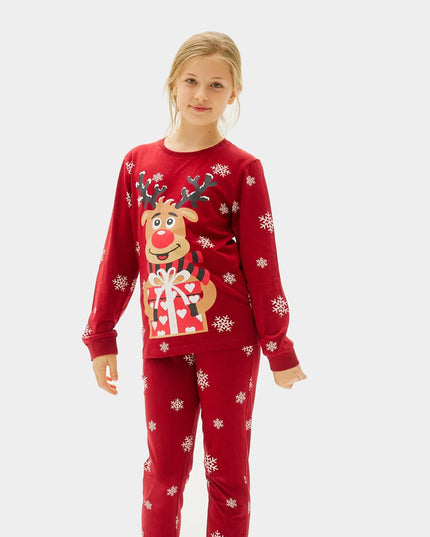 Family Christmas Pajamas in Red with Rudolph the Reindeer