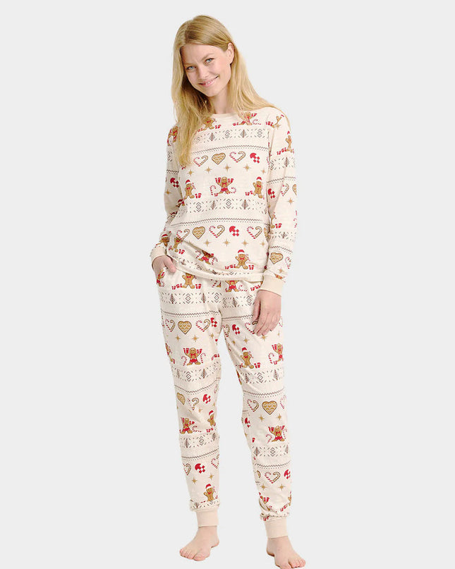 Unisex Beige Christmas Pajamas with Cookies