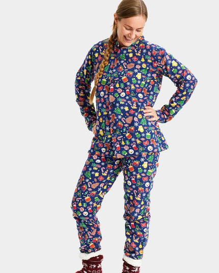 Unisex Blue Christmas Pajamas with Holiday Patterns
