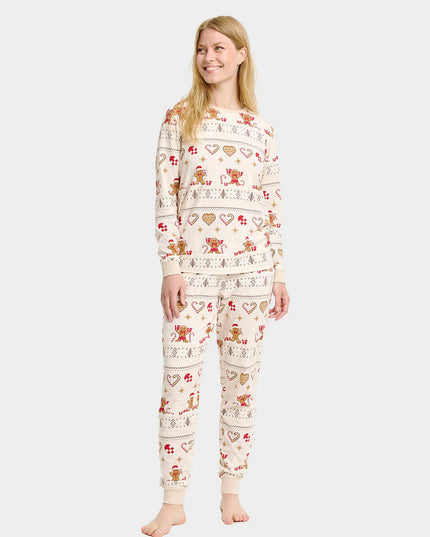 Unisex Beige Christmas Pajamas with Cookies