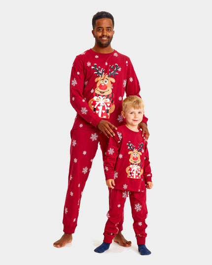 Unisex Red Christmas Pajamas with Rudolph