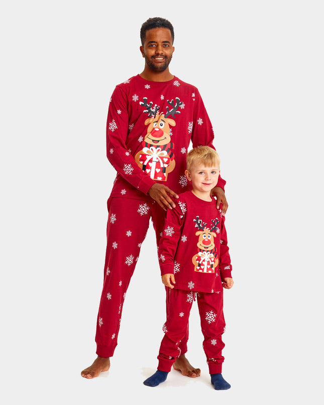 Unisex Red Christmas Pajamas with Rudolph