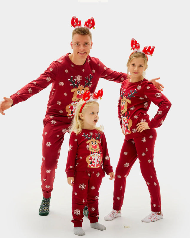 Unisex Red Christmas Pajamas with Rudolph