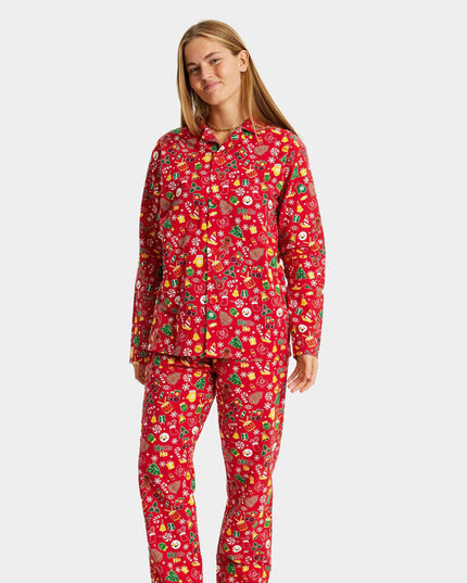 Unisex Red Christmas Pajamas with Holiday Patterns