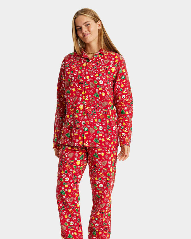 Unisex Red Christmas Pajamas with Holiday Patterns