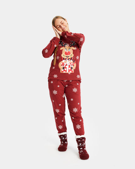Unisex Red Christmas Pajamas with Rudolph