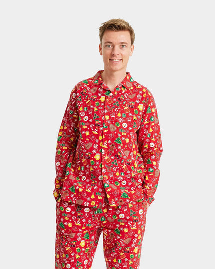 Unisex Red Christmas Pajamas with Holiday Patterns