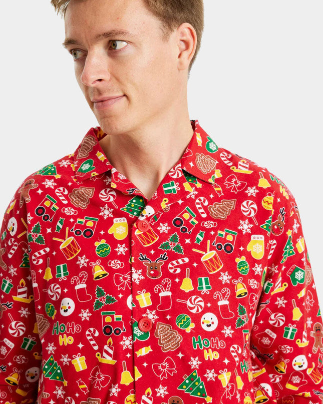 Unisex Red Christmas Pajamas with Holiday Patterns
