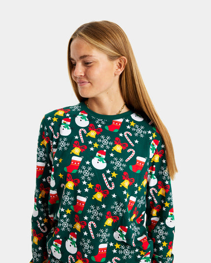 Unisex Green Christmas Pajamas with Holiday Patterns