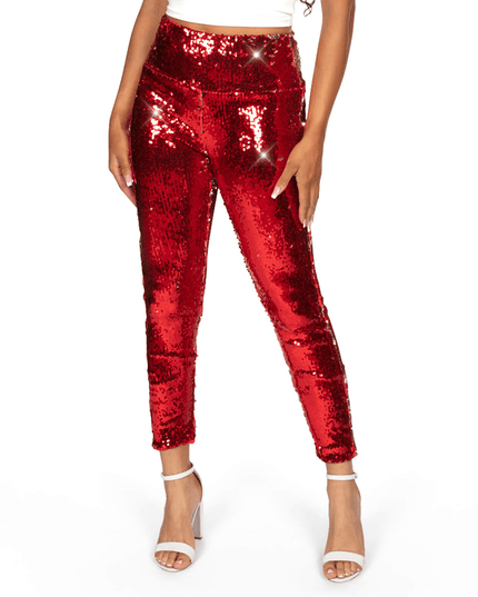 Red and Silver Reversible Sequin High Waisted Leggings