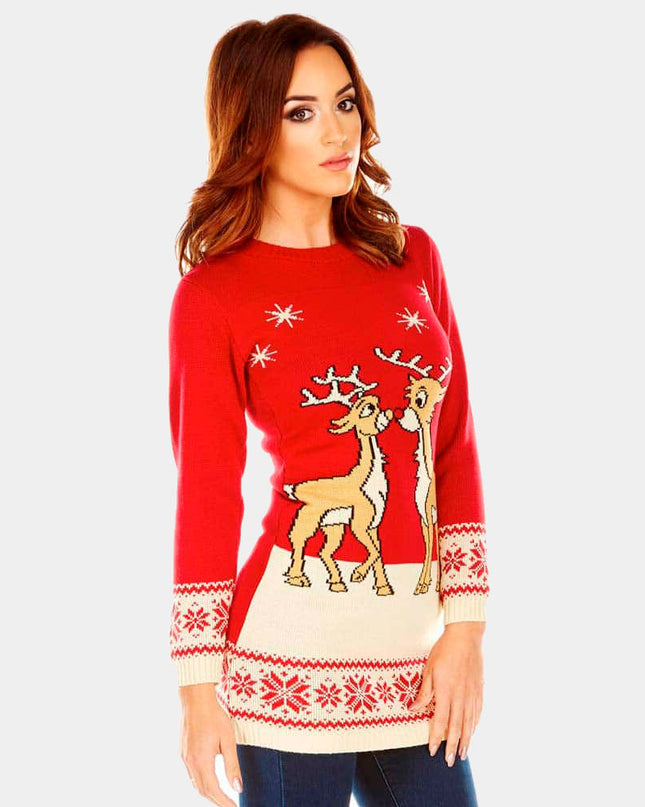 Red Baby Christmas Dress with Reindeer