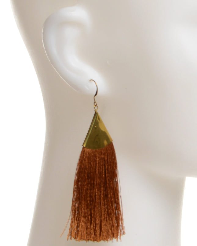 Brown Fringe Earrings Christmas Accessory