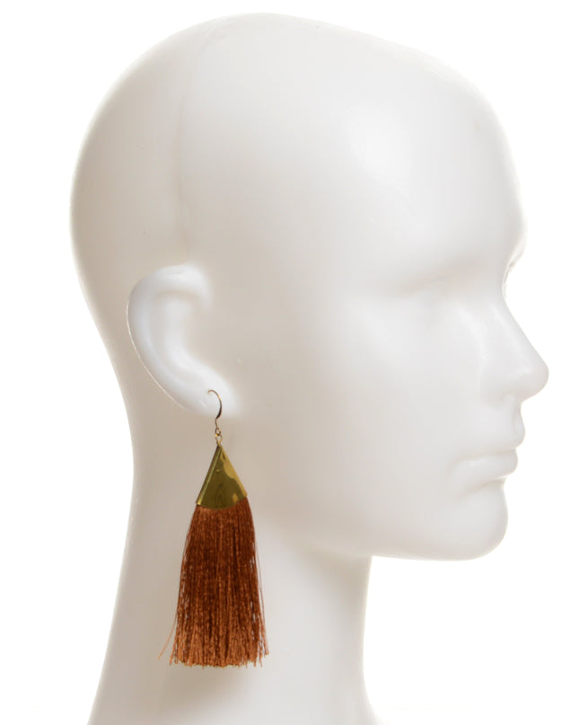 Brown Fringe Earrings Christmas Accessory