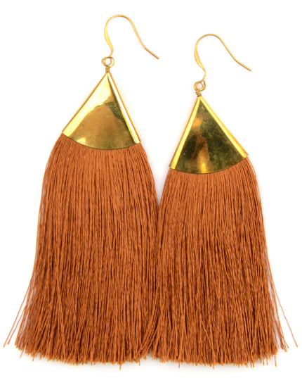 Brown Fringe Earrings Christmas Accessory