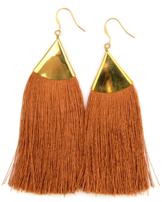 Brown Fringe Earrings Christmas Accessory